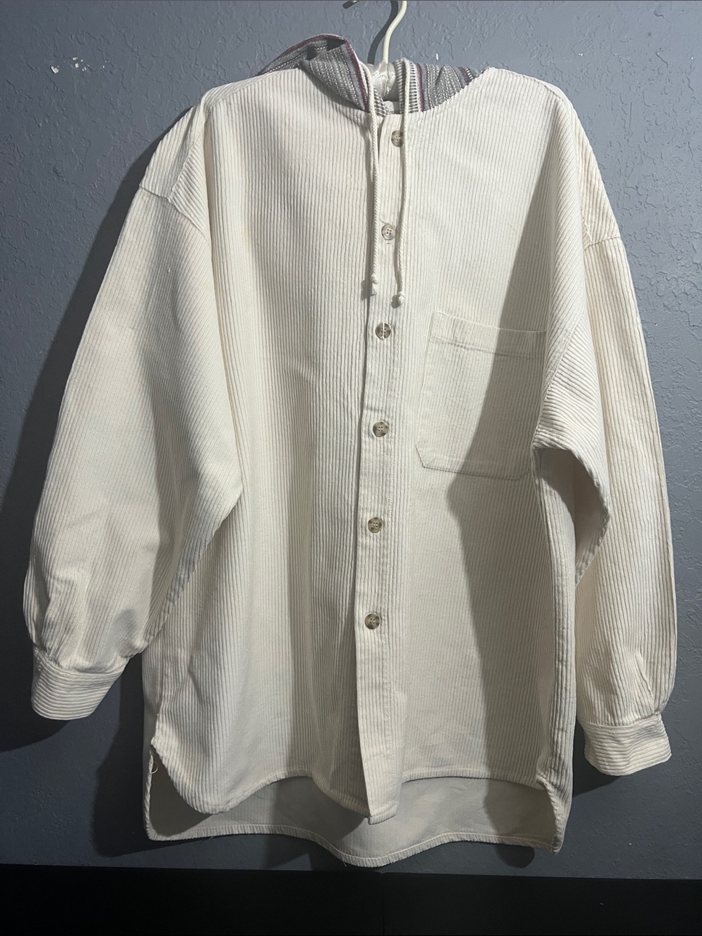 UNIONBAY Cream Corduroy Shirt Jacket with Hood
